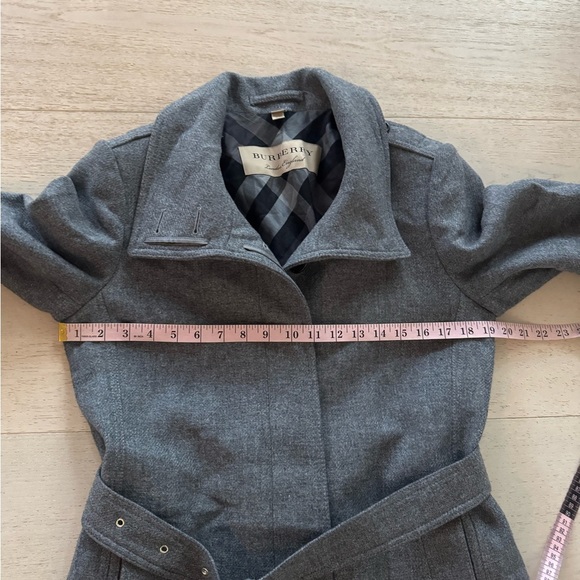 Burberry London Gray Wool & Cashmere Belted Trench Dress Coat - Picture 12 of 13